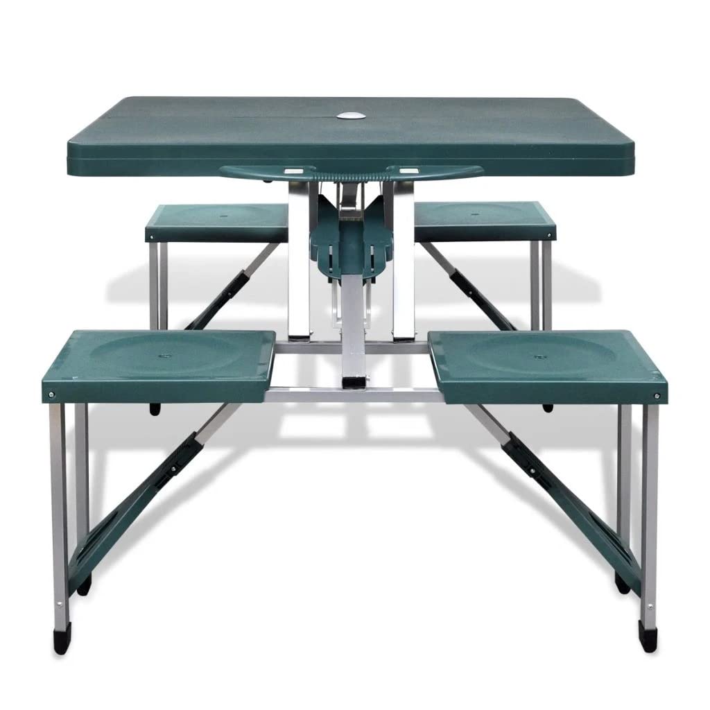 vidaXL Ensemble de Table Pliable de Camping avec 4 Tabourets, Meuble à Manger, Mobilier de Jardin Cuisine Patio Pique-Nique, Aluminium
