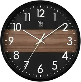 Relógio de Parede Moderno 30cm Preto com Detalhe Amadeirado Silencioso, Design Elegante para Sala, Cozinha e Escritório