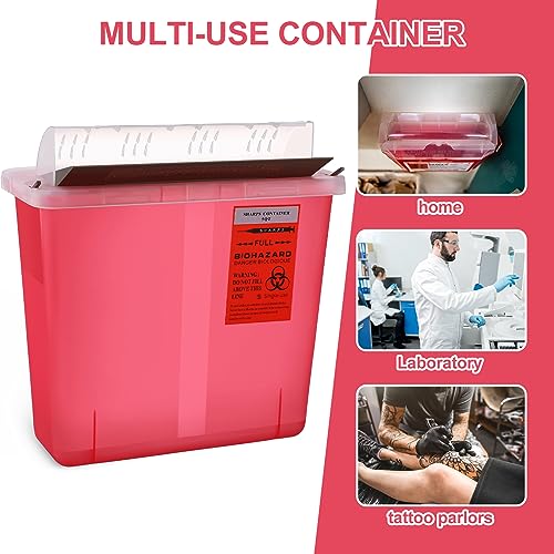 Tanlade 5 Quart Sharps Disposal Container Touchless Medical Waste Box with Counter Balance Lid Heavy Duty Plastic Needles Trash Bin Container for Home Office Waste(4 Pcs) - Thumbnail 7