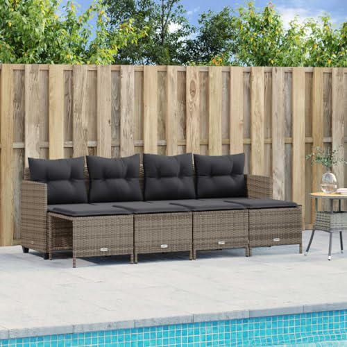 Homgoday Sofá de Jardín de 4 Plazas Gris