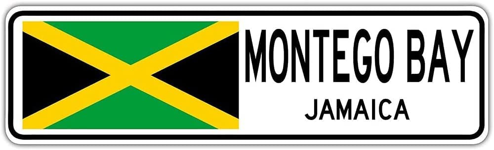 Montego Bay,Jamaica Retro Tin Signs Aluminum Metal Sign for Kitchen Home Garden Wall Bar Cafe Decor 4x16 Inch