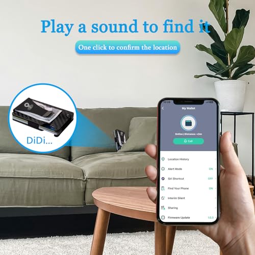 Trackable Thin Card Wallet For Men - Leather Bluetooth Anti-Lost Credit Card Holder with Metal Money Clip Men's Card Holder Minimalist Smart Men's Wallet (Carbon Black)3