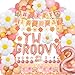 Tsoifu Two Groovy Birthday Decorations for Girl 2nd birthday, Two Groovy Party decorations Groovy Tablecloth Birthday Banner and Daisy Balloons Garland kit