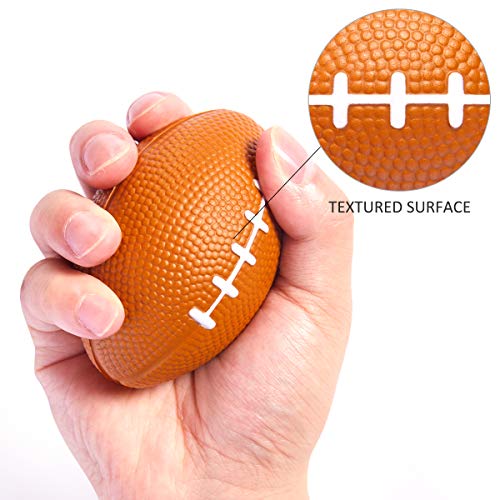 FUNNISM 12 Pack Mini Football Stress Balls,Squeeze Foam Soccer Ball for Stress/Anxiety Relief,Relaxation,Classroom Prize,School Carnival Reward,Superbowl and Kids Sports Birthday Party Favor Toy Gift