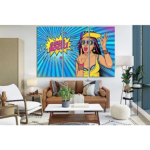 Toile Rock and Roll Girl SL554 tableau pop art XXL 180x120 cm prêt à poser