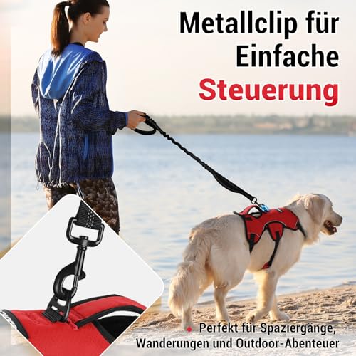rabbitgoo Ausbruchsicheres Hundegeschirr Mittelgroße Hunde mit Griff, Anti Zug Sicherheitsgeschirr Hund Atmungsaktiv, Verstellbare Brustgeschirr, Gepolstertem Hundeweste, Panikgeschirr, Rot S