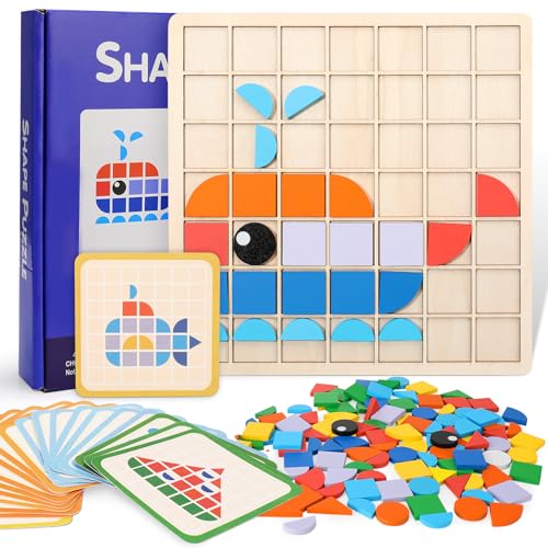 Halinuia 137 Pcs Legno Giochi Educativi Gioco di Mosaico Puzzle