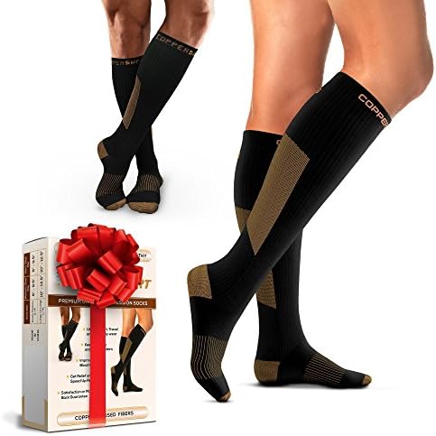 Compression Socks for Men & Women - Knee-High - Copper Support & Recovery - Athletic Fit - Pair