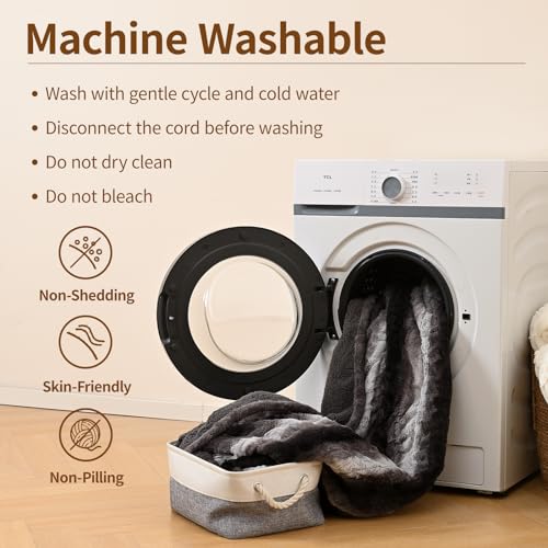 Image of Bearhug Heated Blanket 6 Heat Settings Electric Blanket, 4-Hour Auto Shut-Off, Luxurious Faux Fur & Sherpa Dual-Sided Heated Throw, Machine Washable, 50 x 60 Inches, Gift-Ready Elegant Packaging