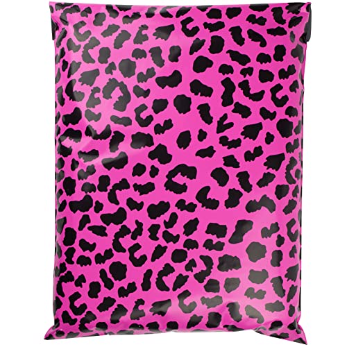 Image of Inspired Mailers - Poly Mailers 10x13 - Hot Pink Cheetah - Choose Between 6x9, 10x13 and 14.5x19 Sizes - 3.15mil Unpadded Shipping Bags (10x13, 100 Pack)