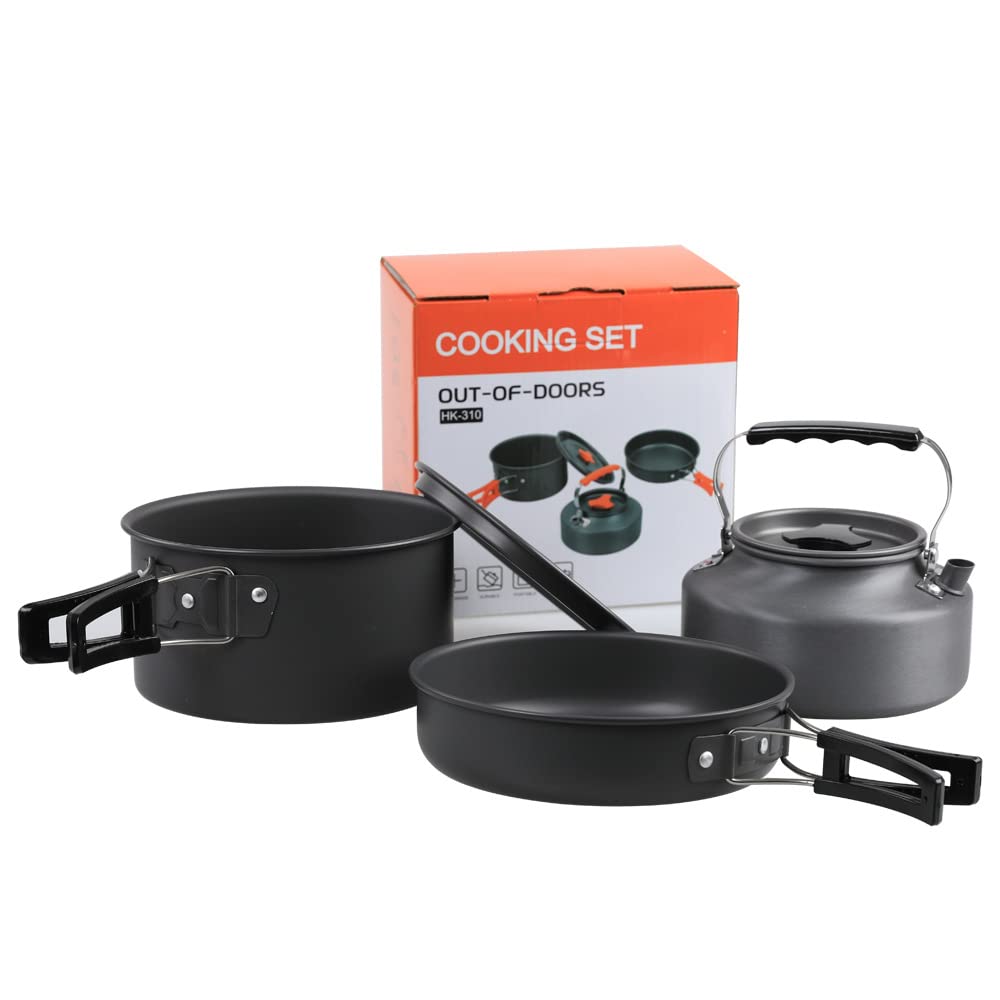 Casseroles de camping en aluminium 2-3 personnes Poing Sauvage noir