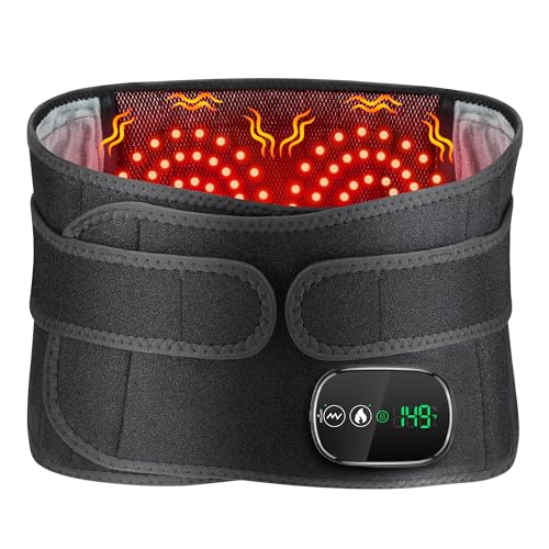 MOAJAZA Almohadilla térmica inalámbrica para espalda, cinturón de espalda calentado, soporte lumbar con 3 modos de masaje de calentamiento rápido, almohadilla térmica eléctrica para cintura, cinturón