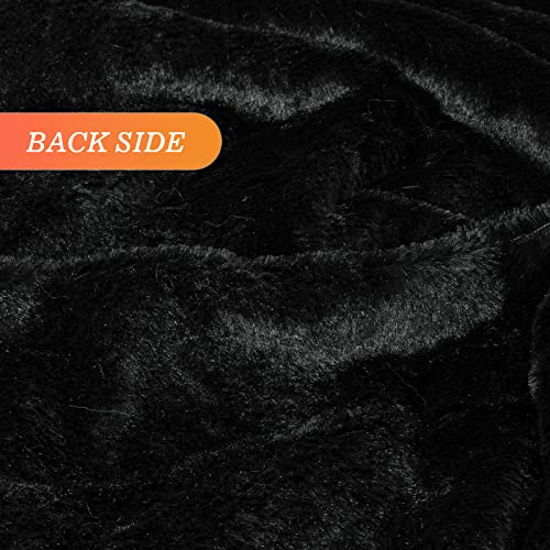 Toonow Extra Soft Fuzzy Faux Fur Blanket Twin Size 70"X78", Reversible Lightweight Plush Fuzzy Cozy Soft Blankets And Throws For Couch Sofa Bed, Decorative Fluffy Plush Comfy Blanket, Black #TOP5