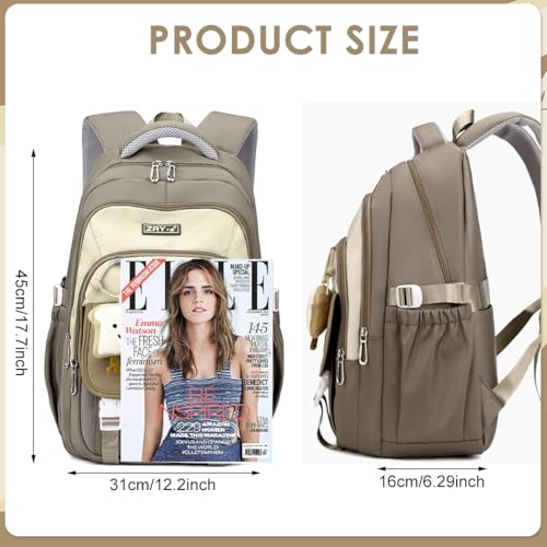 Image of PALAY School Backpack Multi Compartment Schoolgirls Backpack Khaki Cute Cartoon Casual Travel Padded Shoulder Strap Students Book Bag Carry-on Children's Day Gift