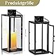 Accmuzzy Schwarz Laternen für Draußen, Metall und Glas Grablaterne Friedhof Wetterfest, Ideal als Windlicht Outdoor, Kerzenhalter, und Laterne Deko für Garten und Friedhof