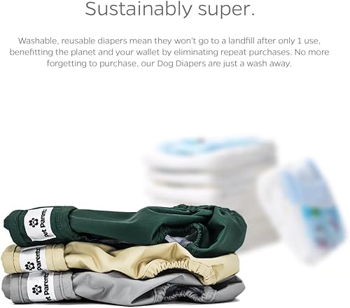 Miniatura 7 de Pet Parents Pañales y extensores lavables de alta calidad, (3 unidades) de pañales para perros hembras y machos, pañales para perritos Color abeto,