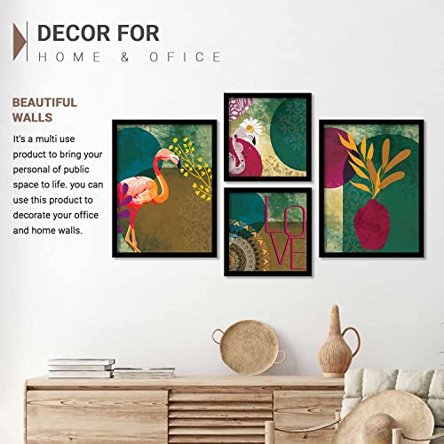 Image of KOTART Paintings Set of 4 Framed Paintings for Wall Decoration, Bedroom - Framed Wall Posters /Paintings for Living Room with Frame - Big Size Wall Paintings /Wall Hanging (Black) (Art 1, Big (13x17 or 13x13 inch))