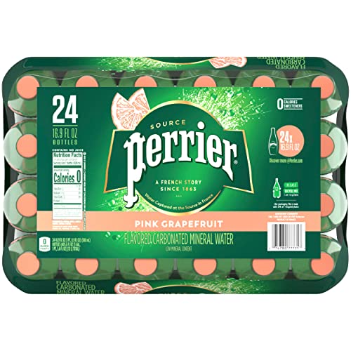 Perrier Pink Grapefruit Flavored Carbonated Mineral Water, 16.9 fl oz. Plastic Bottles (24 Count)