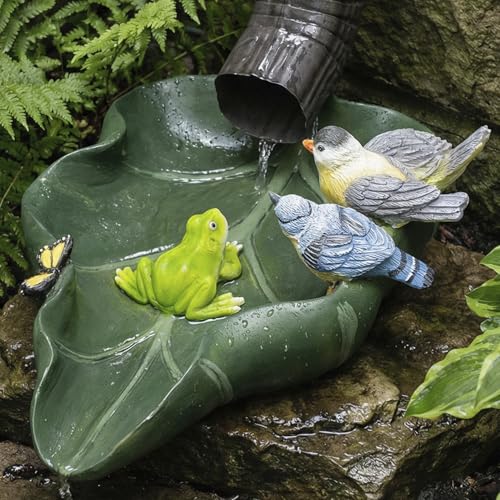 Elenon Frog Decorative Gutter Downspout Extension Statue Lotus Leaf Gutter Guardian Rain Downspout Splash Block Outdoor Garden Rain Downspout Extender for 3 4 Downspouts Decor