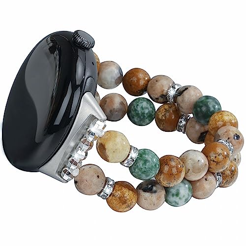 Lebensstyle Bracelet de montre pour Google Pixel Watch en pierre naturelle - Bracelet élastique de rechange pour montre intelligente - Accessoire pour femme et homme