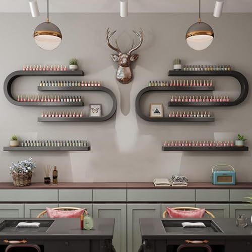 Estante de pared para esmalte de uñas en forma de U, estante de exhibición de cosméticos para pintalabios y perfumes, aceites esenciales, solución moderna de almacenamiento de salón de belleza