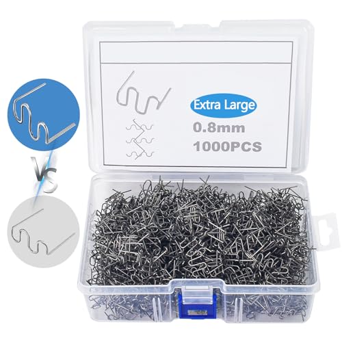 KingMiKi 1000PCS Plastic Welder Staples, Newly Upgraded Extra Large Wave Plastic Welding Staples Hot Staples, Hot Stapler Repair Stapler Welding Kit, Plastic Weld Kit Welder Tool