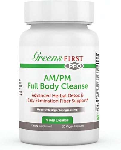Greens First Limpiador AMPM de cuerpo completo, 20 cápsulas vegetales - Suplemento para la desintoxicación natural de toxinas - Alivio intestinal