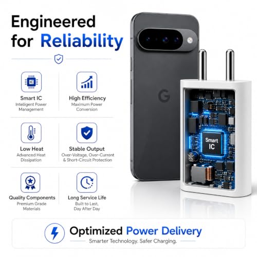 Image of Zybux 30W Type-C PPS Rapid Power Charging Adapter Compatible with Google Pixel10|9|8|7 (A|Pro|XL|Fold)|4|3|Pro|A|S26|S25|15| 15r|chromebook|Tab| Support Other C-Type 30 W Quick Charger Adaptor, White