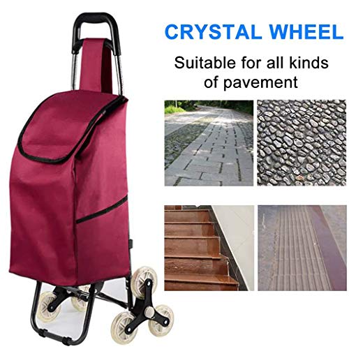 Rot Einkaufstrolley, 39.4L Extra große Reifen Abnehmbare regenfeste Tasche Regenbeutel Einkaufswagen, Gelten Supermarkt… – Bild 3