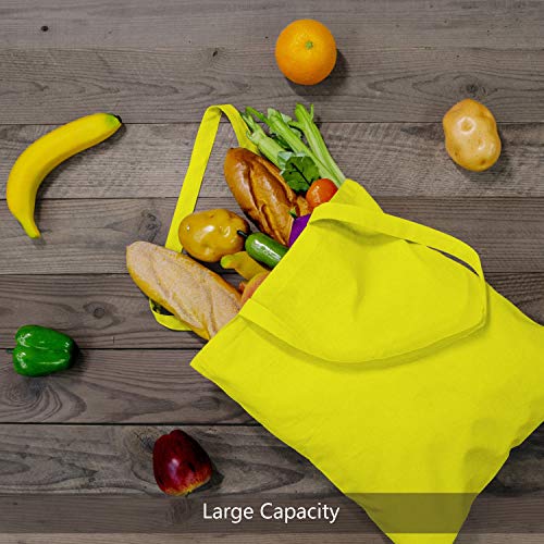 Image of TOPDesign 12-Pack Economical 16 inchx15 inch Yellow Cotton Tote Bag, Lightweight Medium Reusable Grocery Shopping Cloth Bags, Suitable for DIY, Advertising, Promotion, Gift, Activity
