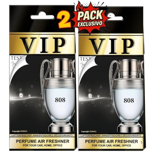 Pack de 2 Ambientadores,VIP OLOR A PERFUME de Lujo para Coche, Hogar y Oficina O bolsa de deporte, variedad de olores segun el modelo de referencia. La foto indica que perfume es. (808 -PERFUME)