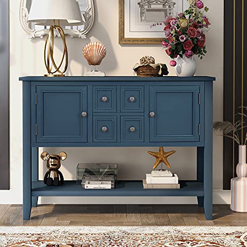 Merax (Light Navy Modern Wood Buffet Sideboard With Drawers And Bottom Shelf Console Table For Living Dinning Room Kitchen, Type 1 #TOP1