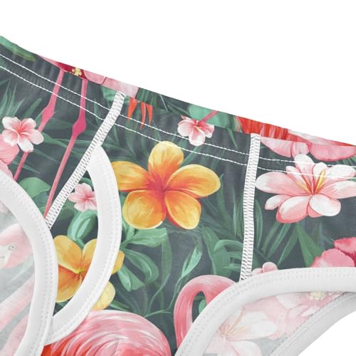 Wusikd Cute Pink Flamingos Boys' Underwear Cotton Exotic Flowers Boys Briefs Soft Toddler Underwear 2T4