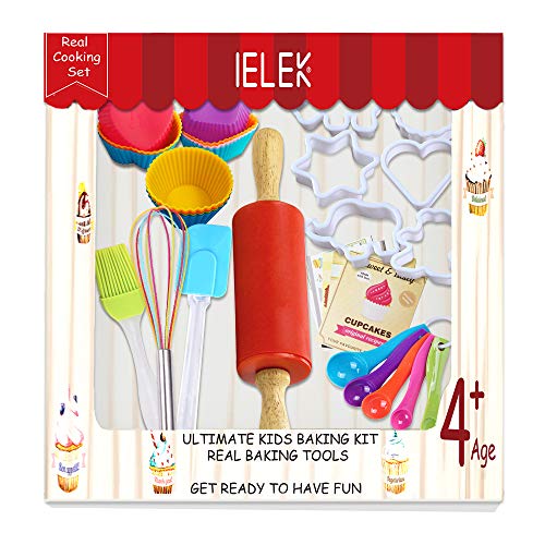 Ielek KIDS COOKING SETS Real Baking Set Pastry Cooking Kit Supplies Includes Apron,Chef Hat,Oven Mitt,Rolling Pin,Real Baking Tools And Recipes Great Gift thumb #6
