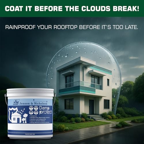 Image of Jenson & Nicholson Damp Proof Paint 4L | Covers 6-8 Sq Metres | 10-Year Warranty | Elastomeric Waterproofing for Roofs, Floors & Walls | Low VOC | Heat Reflecting | Crack Bridging