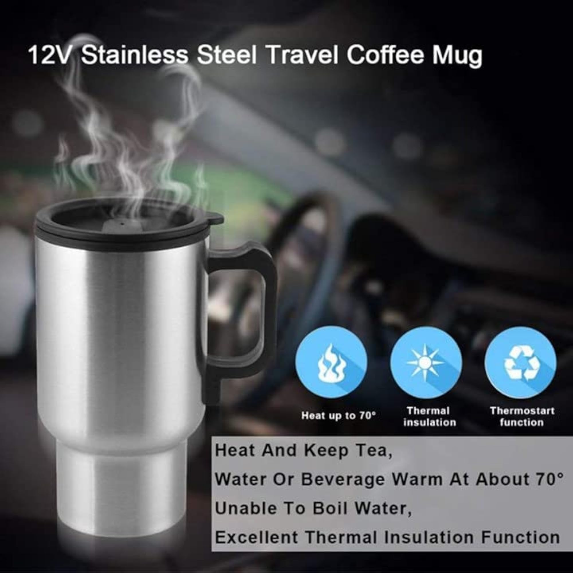 Stainless Steel Electric Smart Mug, Heated Coffee Cup for Honda Mobilio