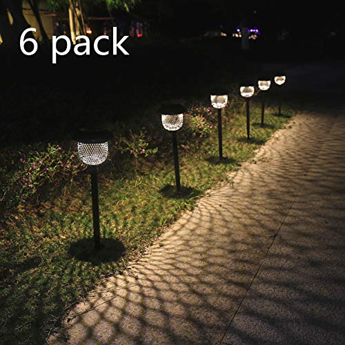 Lampadaires solaires d'extérieur Pack de 6 Lampadaires solaires de jardin Imperméables LED Blanc chaud Lampadaires de paysage Cadeaux de jardin Décorations de jardin Trottoir Gazon (Bronze)