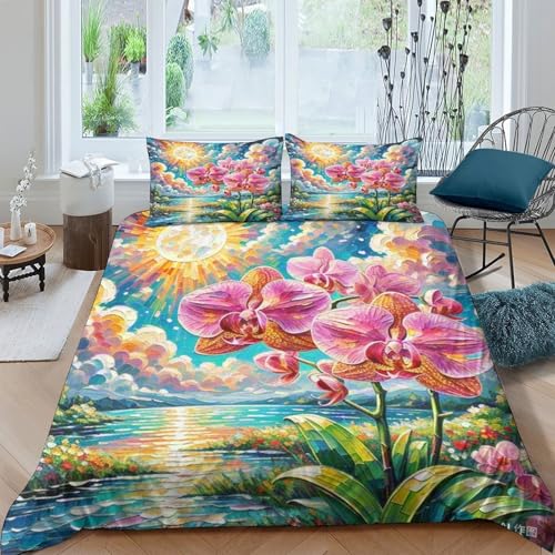 Microfibre douce housse de couette imprimé Phalaenopsis haut de gamme - 2