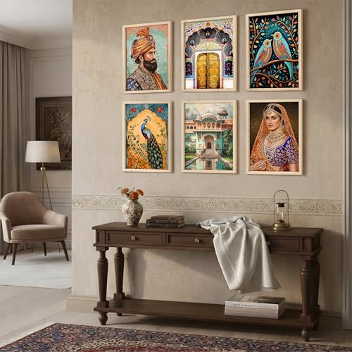 Image of NoWorries Wall decor Paintings for living room - Premium Modern art Wall Poster Paintings for Home Decoration (Pattern- Traditional art) (13x17inches) Set of 6
