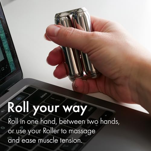Image of ONO Roller - Handheld Fidget Toy for Adults | Help Relieve Stress, Anxiety, Tension | Promotes Focus, Clarity | Compact, Portable Design (Natural, Junior Size - Stainless Steel)