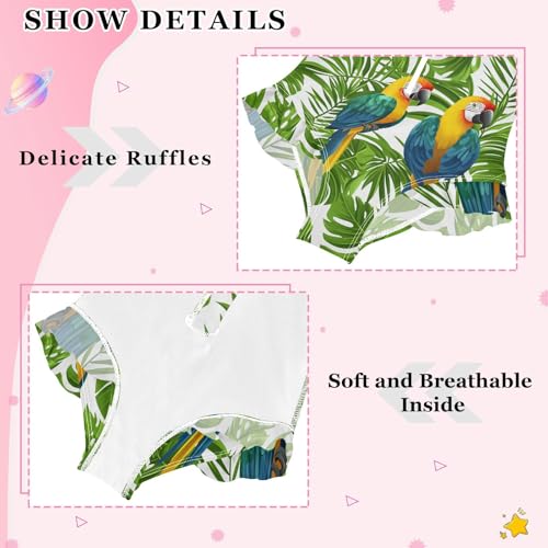 Girls One Piece Swimsuits Long Sleeve Swimsuit Zipper Bathing Suits Tropical Parrot Bird Leaf4