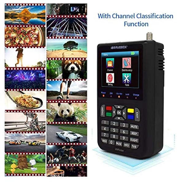 V9 Medidor digital de señal de satélite construido en batería de ion de litio, pantalla LCD de 3.5 pulgadas Full HD 16-bit OSD 64Mb 1Gb DDR3 televisión por satélite (negro)