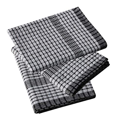 Pack of 10 Heavy Duty (80gm/pc) WonderDry Checked Cotton Kitchen Tea Towels - Absorbent - Long Lasting – Professional Grade - Lint Free, Fade Resistant – Bar, Catering Restaurant Cloth- 50 x 70 cm - Image 3