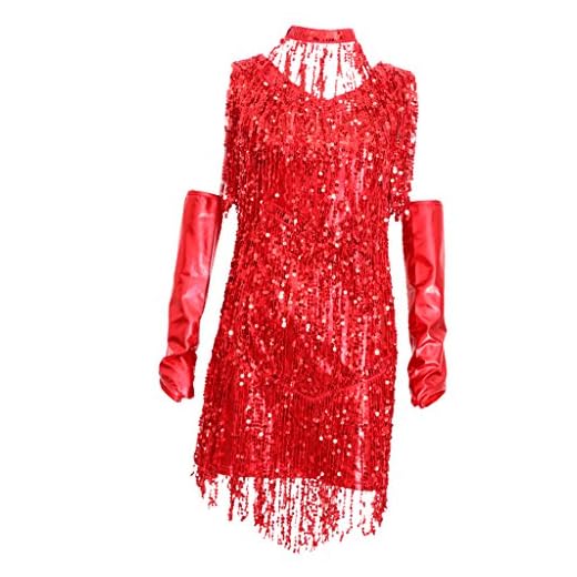 icke-märke Sharplace 3-i-1 damer paljetter djup V 1920-stil Flappers klänningar troddel Great Gatsby Motto party klänningar retro kostym dansklänning tangokklänning