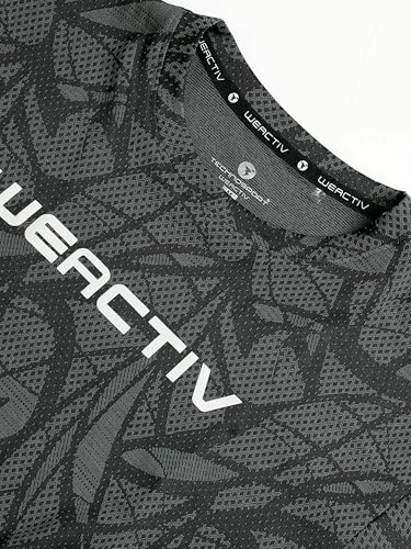 Image of TECHNOSPORT Women's Relaxed Fit Abstract Print Jacquard Crew Neck Half Sleeve T-Shirt for Gym, Sports & Regular Use