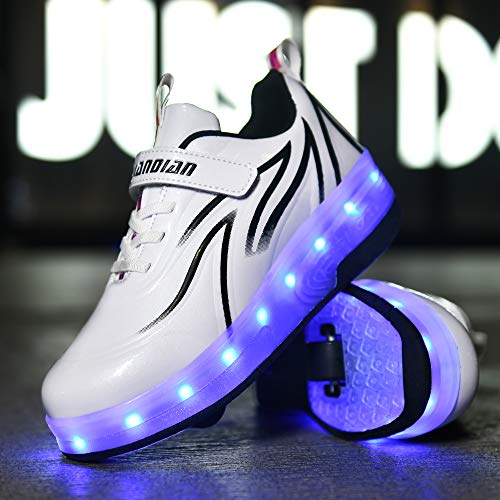 Image of HHSTS Kids Shoes - New Upgraded with Wheels LED Light Color Shoes Shiny Roller Skates Skate Shoes Simple Kids Gifts Boys Girls The Best Gift for Party Birthday Christmas Day