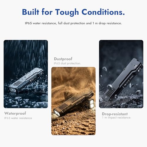 Image of WUBEN X5 Flashlight Rechargeable, 1300 Lumens Bright Flashlight 6 Modes | White LED, UV Blacklight & Green Light, EDC Flat Tactical Flashlight with Clip, IP65 for Camping, Outdoor &Emergence