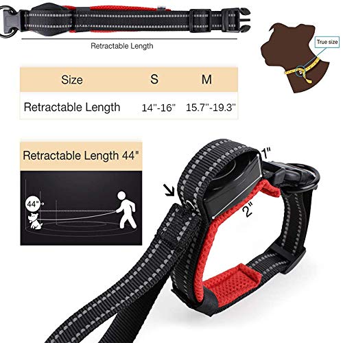 PJDDP Hundehalsband Mit Einziehbarer Hundeleine 2 in 1, Haustierhalsband Mit Schnellverschluss Reflektierende Verstellbares Hundetrainingshalsbänder Für Mittlere Und Kleine Hunde Walking/Wandern,M