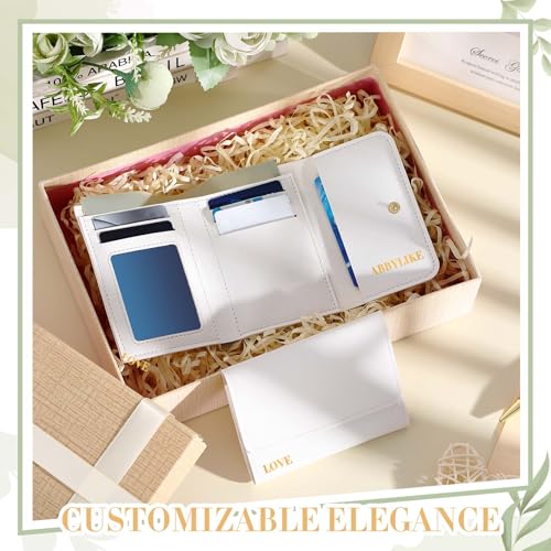 Abbylike 24 Pcs Trifold Leather Wallet Bulk Slim Minimalist Small Wallet for Laser Engraving Rfid Credit Card Holder for Woman Men DIY Gifts, White3