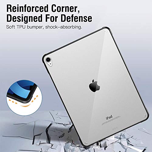 Dadanism Custodia Compatibile con iPad Air 4 (4a Generazione) iPad 10.9 Pollici 2020, Cover Protettiva Leggera Sottile Trasparente Case in TPU Morbida e PC Durevole, Nero